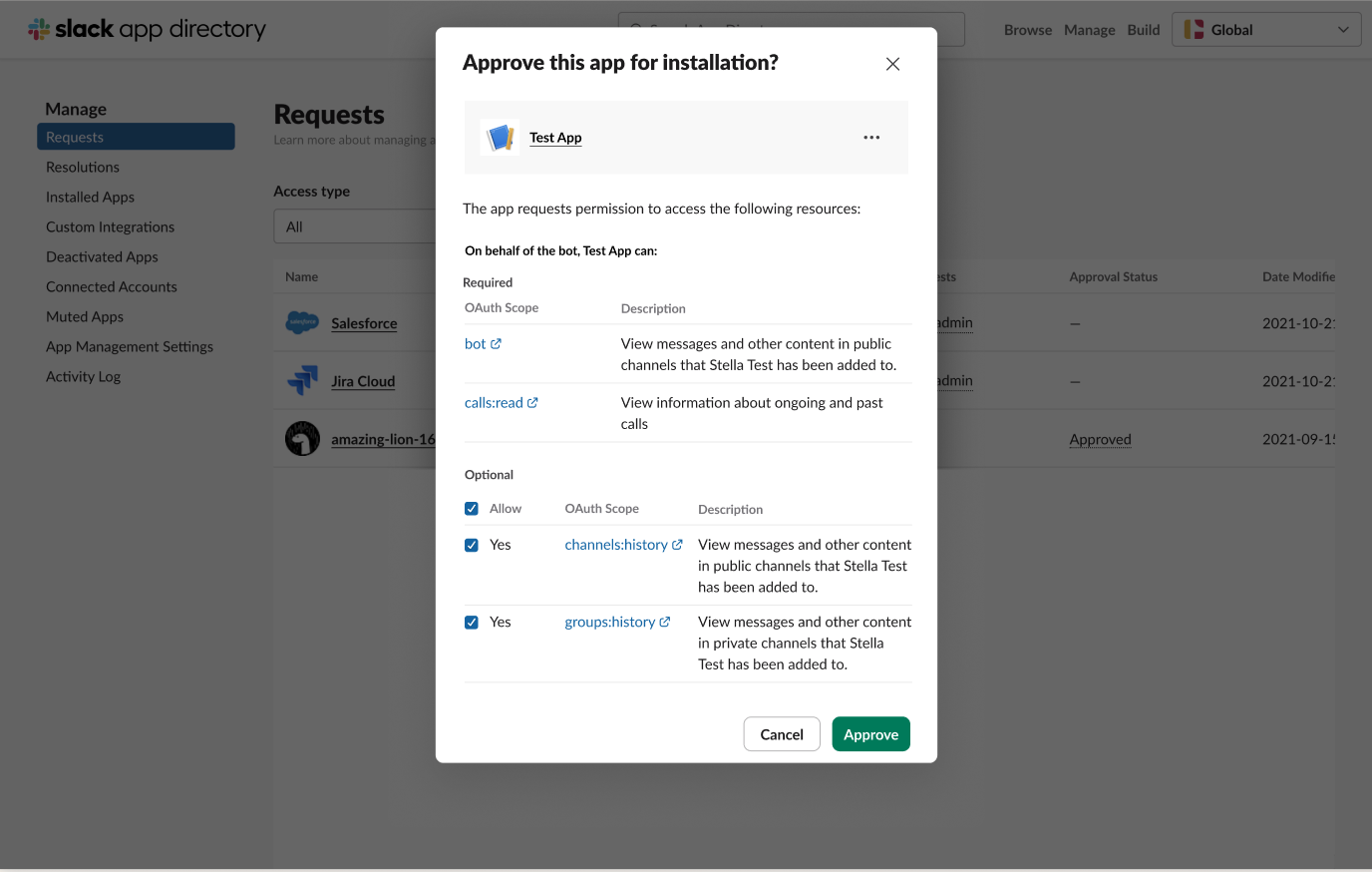 app management app approval request