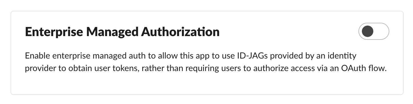 enterprise-managed authorization app configuration toggle