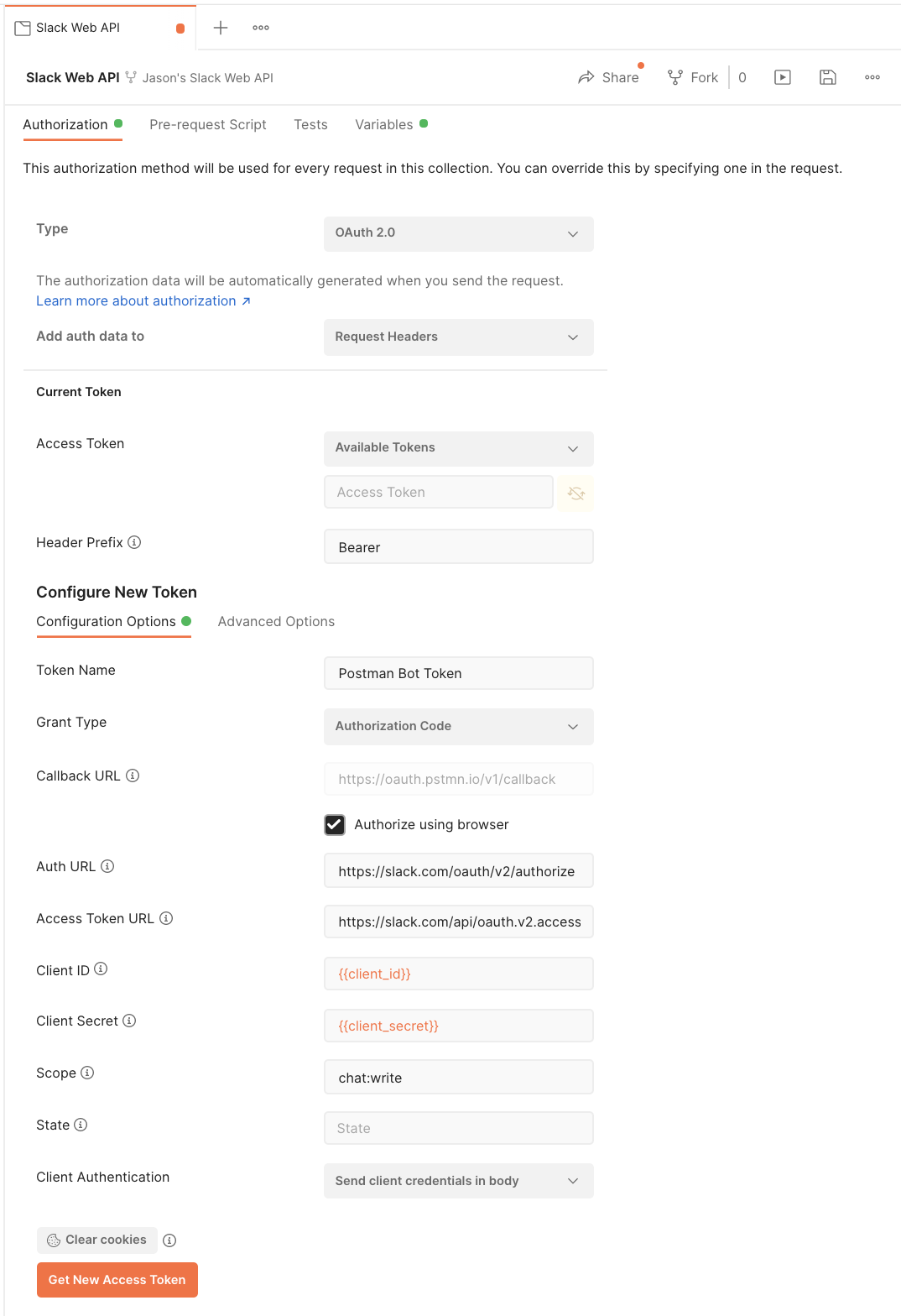 Oauth configuration in Postman