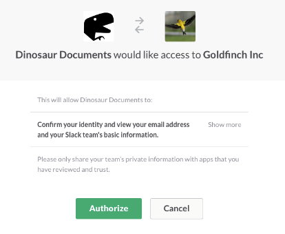 Sign in with Slack approval process screenshot&quot; title=&quot;Sign in with Slack approval process screenshot