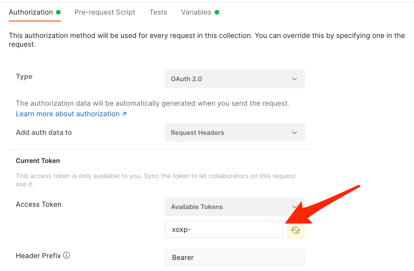 Adding user token to Postman