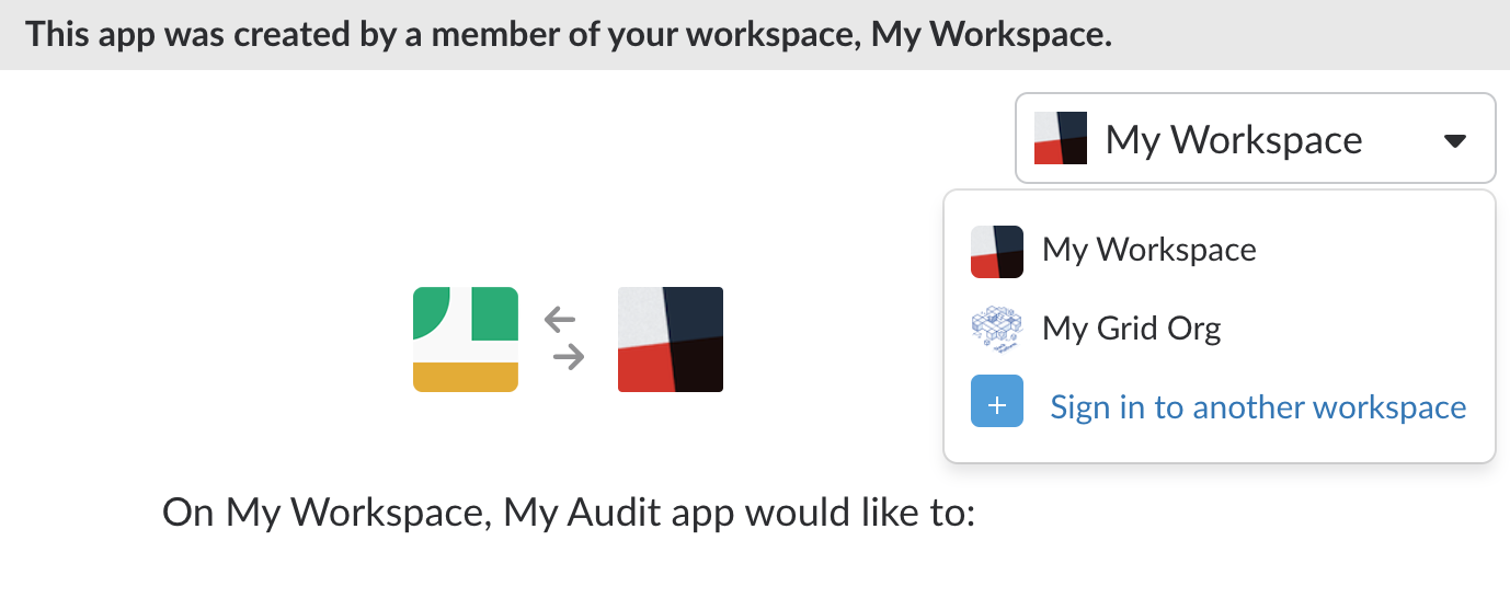 Installing the app on a workspace